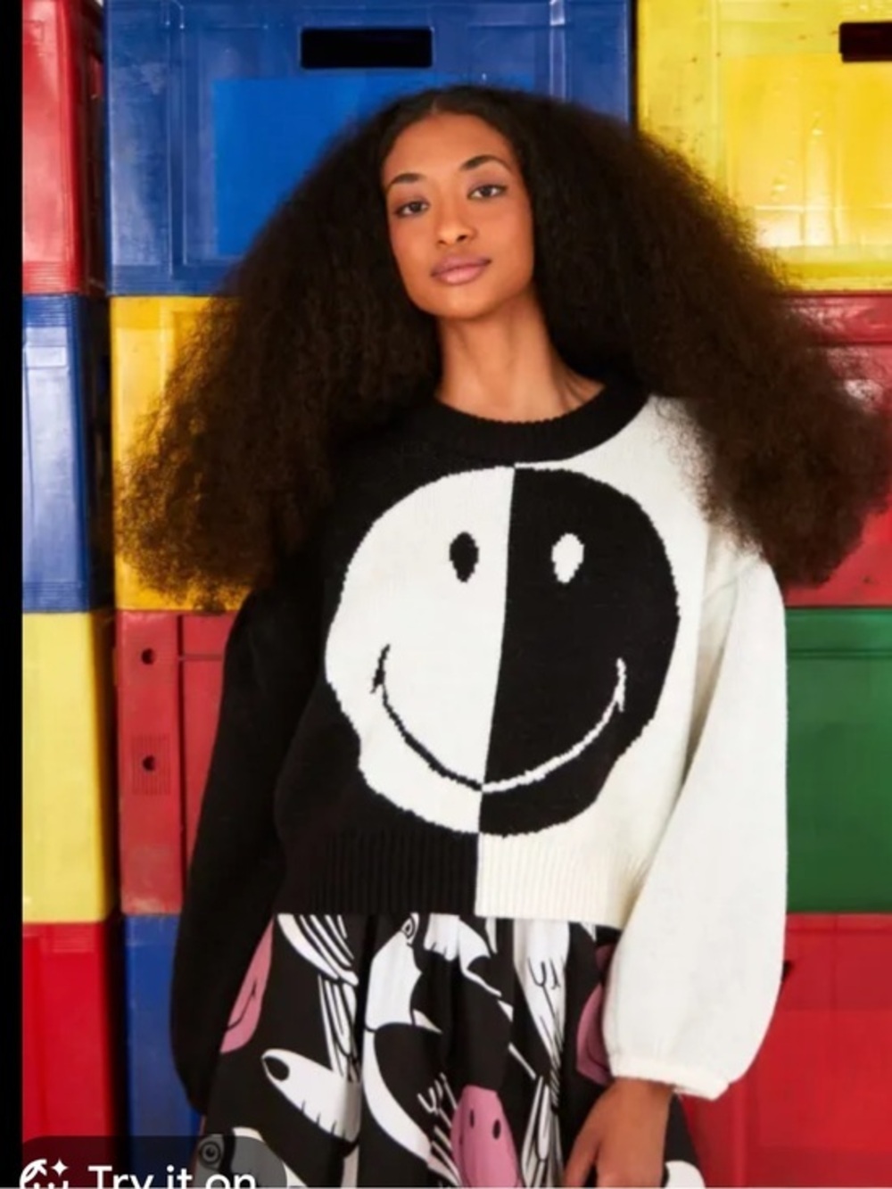 Farm Rio x Smiley Icon Pullover Sweater